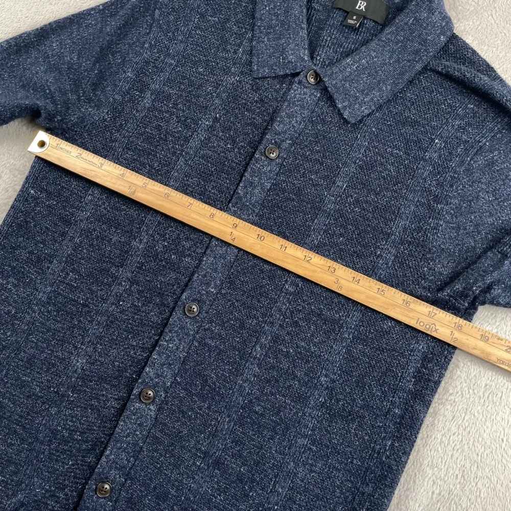 Banana Republic Resort Shirt Mens Small Blue Cotton Linen Blend Button Up